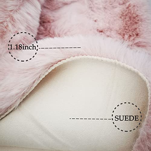 Pink 8x10 Area Rugs Fluffy Faux Rabbit Fur Pink Fuzzy Rug Plush Shag Rugs for Living Room Bedroom (Pink / 8x10Ft)