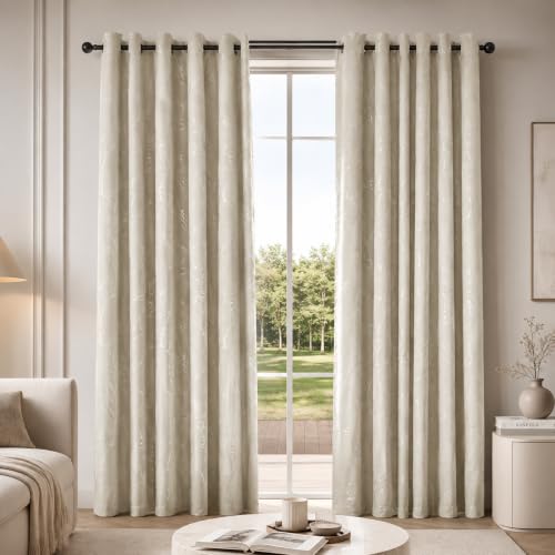 Living Room Curtains 54 Inches Long (Light Beige/Tree Branch / 42"W x 54"L (Pack of 2))
