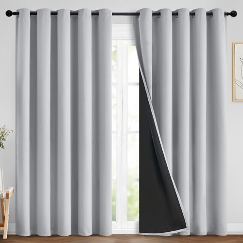 Light Grey 100% Blackout Curtains 84 Inches Long 70" Wide 2 Panel (70"W x 84"L (Pack of 2) / Light Grey)