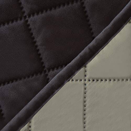 4 Seater Sofa Slipcover Reversible Sofa Cover Water Resistant Couch Cover with Foam Sticks Elastic Straps Furniture Protector for Pets Children Dog Cat (Chocolate/Beige / XX-Large Sofa)