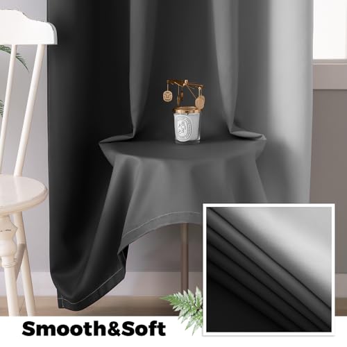 100% Blackout Curtains Ombre Black Curtains for Bedroom 72 Inch (52"W x 72"L (Pack of 2) / Black 2 Layers)