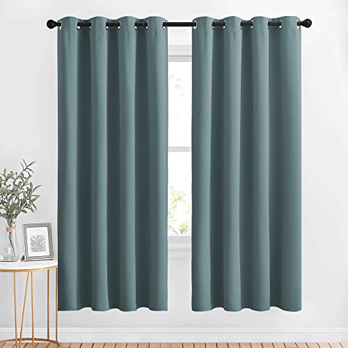 Blackout Curtains Panels for Bedroom (Greyish Blue / 52"W x 72"L (Pack of 2))
