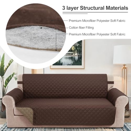 Loveseat Couch Cover for Dogs (Chocolate/Taupe / Loveseat - Small (45"))
