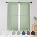 Sheer Curtains Living Room 54 inches Long (Sage Green / 42"W x 54"L (Pack of 2))