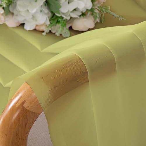 Sheer Curtains 36 inch Length 2 Panels Set (Lemon / 42"W x 36"L (Pack of 2))