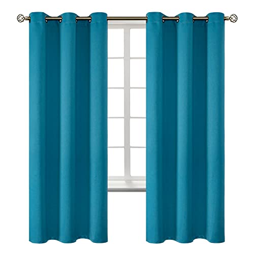 Peacock Blue Blackout Curtains for Bedroom 72 Inch Long (Peacock Blue / 42"W x 72"L (Pack of 2))