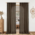 Dark Brown Linen Boho Curtains 80 inch Length 2 Panels (Dark Brown / 34"W x 80"L (Pack of 2))