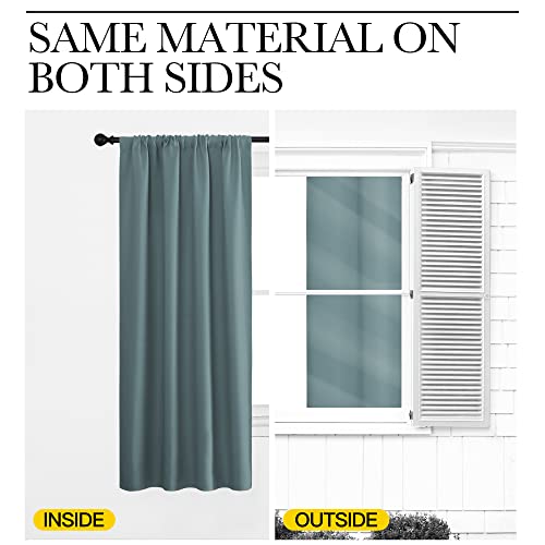 Greyish Blue Blackout Curtains Panels for Window (Greyish Blue / 62"W x 63"L (Pack of 2))