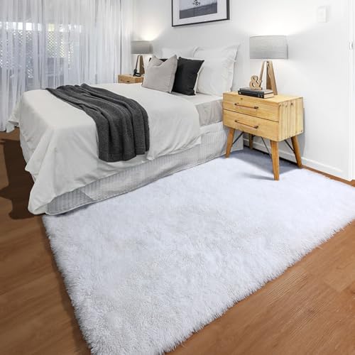 White Area Rugs for Bedroom Living Room (White / 4' x 6' (Rectangular))