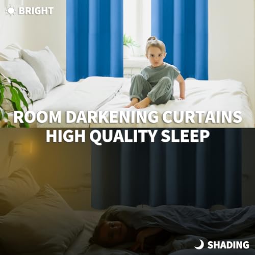 Classic Blue Blackout Curtains for Bedroom 63 Inch Long (Classic Blue / 70"W x 63"L (Pack of 2))