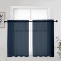 Blue Sheer Curtains 36 Inches 2 Panels Set (Navy Blue / 42"W x 36"L (Pack of 2))