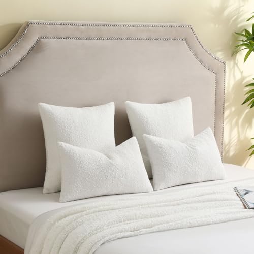 Pack of 2 Boucle Textured Throw Pillow Covers 20x20 Inch (White / 20" x 20" (Pack of 2))