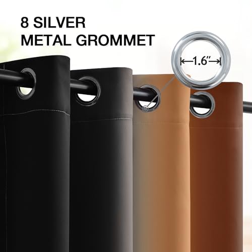Ombre Burnt Orange and Black Room Darkening Curtains 84 inches (52"W x 84"L (Pack of 2) / Burnt Orange and Black)
