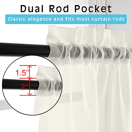 Ivory Sheer Curtains 36 Inch Length Kitchen Tiers (Ivory / 42"W x 36"L (Pack of 2))