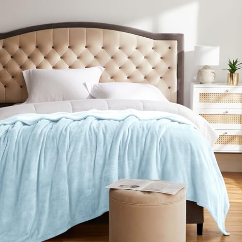 Fleece Blanket Mist Blue Lightweight Super Soft Cozy Fuzzy Bed Blankets Microfiber Factory Shop (Mist Blue / Throw(50"x60"))