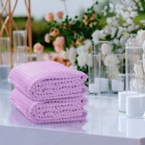 12 Pcs Flannel Blankets Bulk (Lavender Purple)
