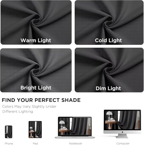 Blackout Curtains 90 Inch Length 2 Panels Set (Grey / 52"W x 90"L (Pack of 2))