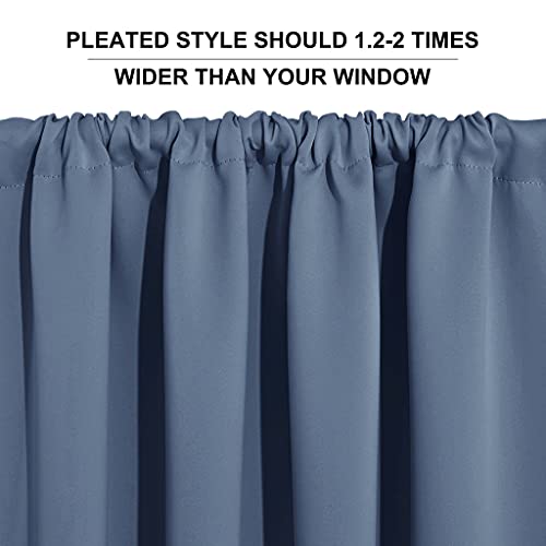 Basement Bathroom Kitchen Cafe Blackout Privacy Window Curtains (Stone Blue / 34"W x 30"L (Pack of 2))