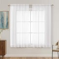 White Sheer Curtains 63 Inches Long 2 Panels Set (White / 59"W x 63"L (Pack of 2))