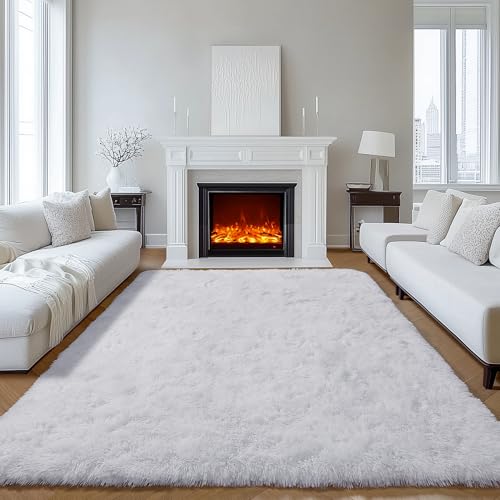 White Area Rugs for Bedroom Living Room (White / 4' x 6' (Rectangular))