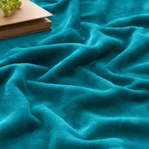 Fleece Blanket Soft Plush King Size Bed Blanket Teal Blue 108"x90" (Teal Blue / King(108"x90"))
