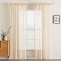 Cream Beige Sheer Curtains 38 X 72 Inches (Cream Beige / 38"W x 72"L (Pack of 2))