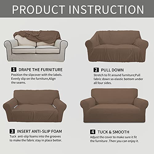 Stretch Oversized Sofa Couch Slipcover Washable Brown (X-Large Sofa / Brown)