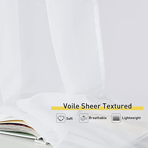 Bright White Sheer Long Curtains 96 Inch Long (Bright White / 54"W x 96"L (Pack of 2))