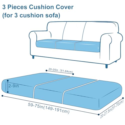 Printed Couch Cushion Covers (Light Green / Seat 3 Pack)