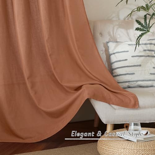 Caramel Linen Curtains for Kitchen (Caramel / 55"W x 90"L (Pack of 2))
