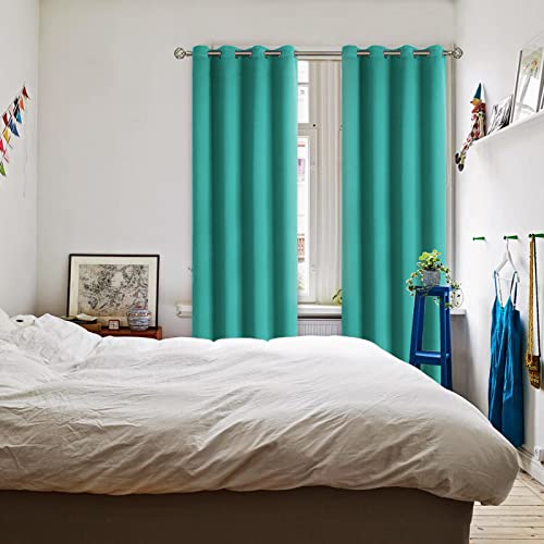 Teal Blackout Curtains for Living Room 108 Inch Long (Teal / 52"W x 108"L (Pack of 2))