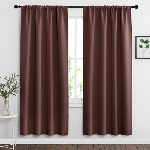 Blackout Curtains for Bedroom Living Room Nursery 63 inches Long (Chocolate Brown / 42"W x 63"L (Pack of 2))