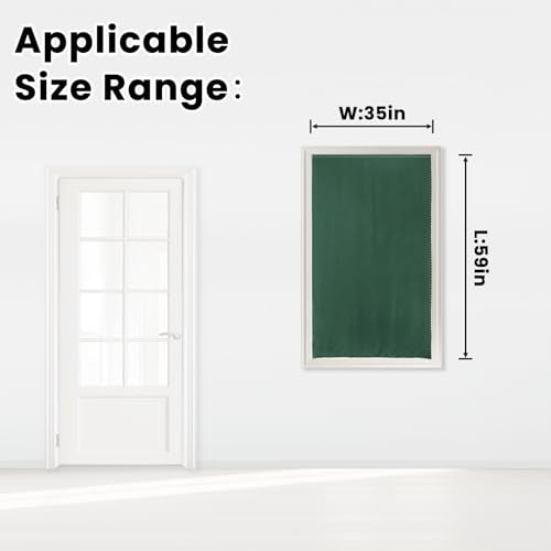 Blackout Curtains for Bedroom Stick On Curtains Window Shades Pull Down Blackout Window Cover No Drillng Self Adhesive Curtains No Rod Small Curtain (35"W x 59"L (Pack of 1) / Dark Green)