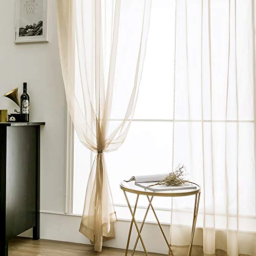 Beige Sheer Curtains 54 X 45 Inches Beige (Beige / 54"W x 45"L (Pack of 2))