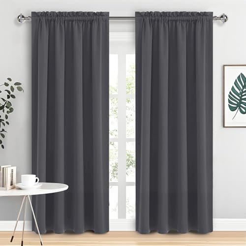 Blackout Curtains for Bedroom 52 x 95 Inch Long Dark Grey 2 Panels (Dark Grey / 52"W x 95"L (Pack of 2))