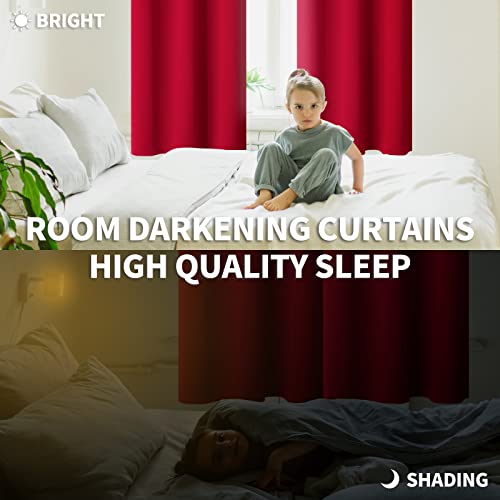 Red Blackout Curtains for Bedroom 72 Inch Long (Red / 42"W x 72"L (Pack of 2))