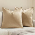 Decorative Beige Velvet Throw Pillow Covers for Couch 20x20 Inch (20" x 20" (Pack of 2) / Beige)