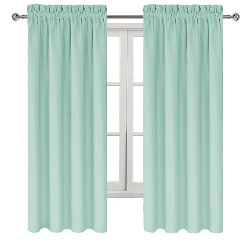 Blackout Curtains for Bedroom Living Room 42 x 63 Inch Long 2 Panels (Mint Green / 42"W x 63"L (Pack of 2))
