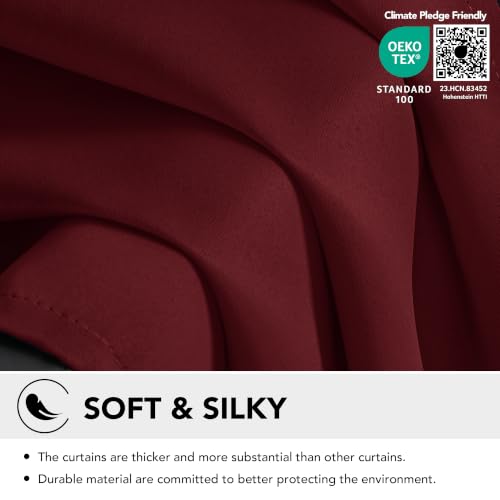 Blackout Curtains for Bedroom (Maroon Red / 70"W x 108"L (Pack of 2))