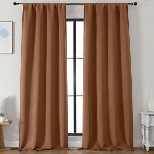 Sun Baked Blackout Curtains for Bedroom 96 Inches Long 2 Panels (Sun Baked / 50"W x 96"L (Pack of 2))