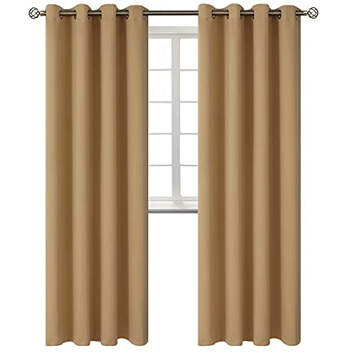 Khaki Room Darkening Curtains 95 Inch for Living Room (Khaki / 52"W x 95"L (Pack of 2))