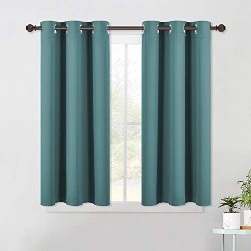 Bedroom Curtain Panels Blackout Draperies (Sea Teal / 42"W x 45"L (Pack of 2))