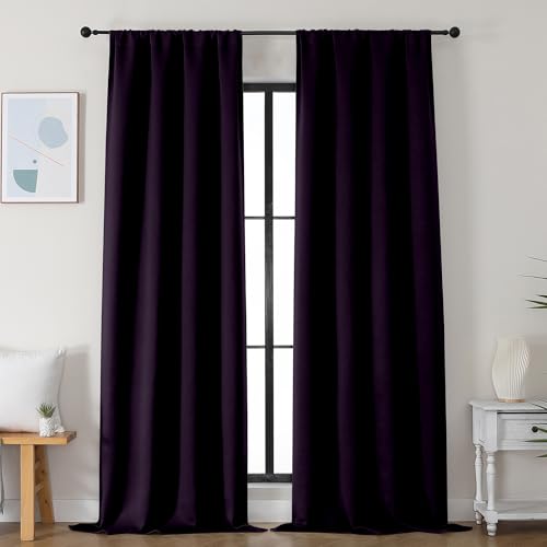 Ava BlackBerry Blackout Curtains for Bedroom 96 Inches Long 2 Panels (Blackberry / 40"W x 96"L (Pack of 2))