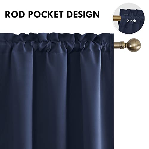 Blackout Curtains for Bedroom Living Room 42 x 54 Inch Long Navy (Navy / 42"W x 54"L (Pack of 2))