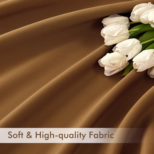 Golden Brown Back Tab Blackout Curtains 52x96 Inch Long 2 Panels Set (Golden Brown / 52"W x 96"L (Pack of 2))