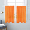 Basic Rod Pocket Sheer Voile Window Curtain Panels Orange 1 Pair 2 Panels 26 Width 24 Inch Long for Kitchen Bedroom Children Living Room Yard（Orange (Orange / 26"W x 24"L (Pack of 2))