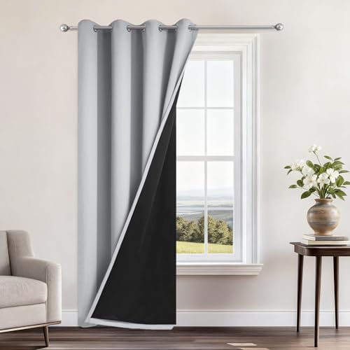 Light Grey 100% Blackout Curtains 84 Inches Long 52" Wide 1 Panel (52"W x 84"L (Pack of 1) / Light Grey)