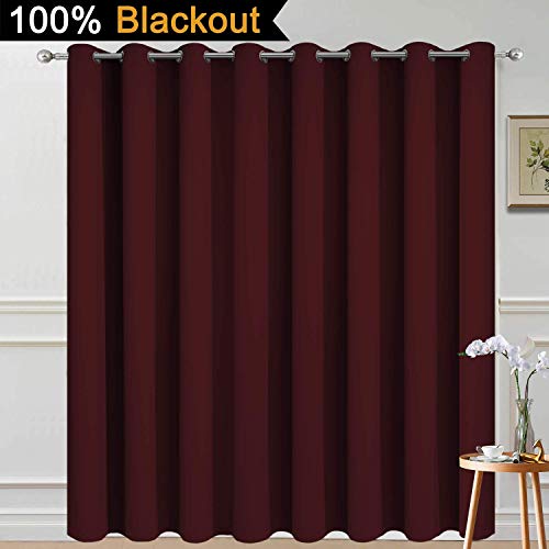 Burgundy Red Blackout Patio Door Curtain Panels W100 x L96 (100"W x 96"L (Pack of 1) / Burgundy Red)