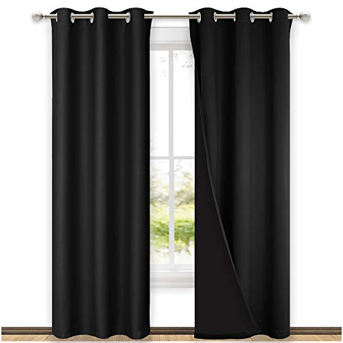 Black Blackout Curtains for Dining Room 42" w x 84" L 2 Panels (Black / 42"W x 84"L (Pack of 2))