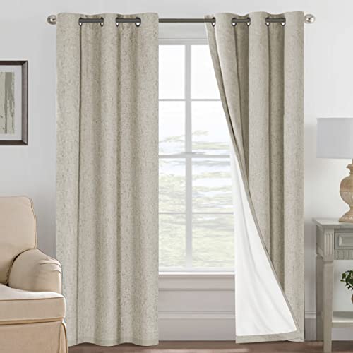 100% Blackout Linen Curtains 84" L 2 Panels Cobblestone (Cobblestone / 42"W x 84"L (Pack of 2))